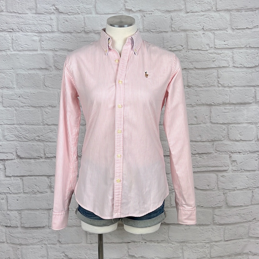Polo Ralph Lauren pink striped Oxford top size 4